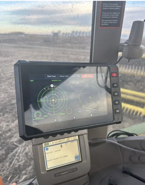 StoneSight field screen installed in a tractor cab